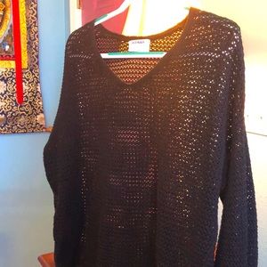 OLD NAVY Black Cotton Mesh Sweater with flared sleeves. Size L.
